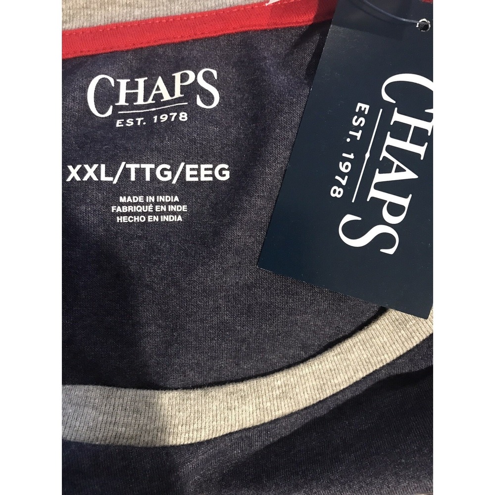 Chaps Mens XXL Colorblock T-Shirt Navy White Red Short Sleeve Crew Neck Logo - Picture 11 of 13